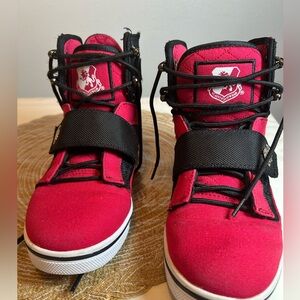 Vibrant Red Kids Sneakers with Black Accents